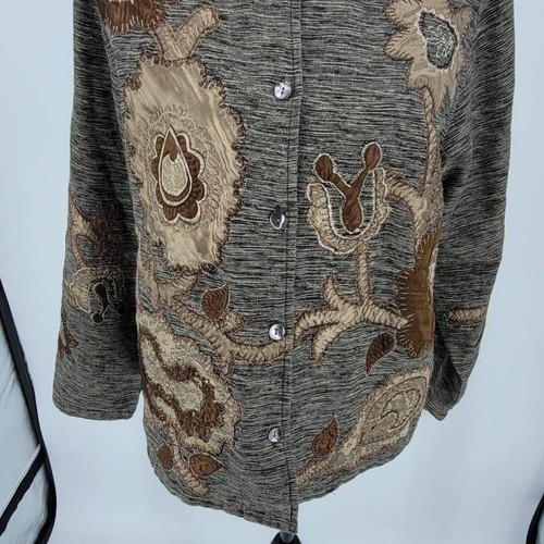 Tantrums Collection Giacca Donna Marrone Nero Misto Seta Foderata con Bottoni Applique L - Foto 5 di 8