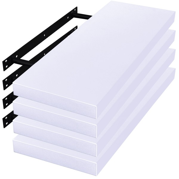 4 X BüCherregal Wandregal HäNgeregal MDF Regal DVD 90Cm Weiß Rg9370Ws-4-image