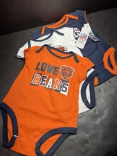 Set Of 3 Chicago Bears One Piece Girls 6-9 Months Snap Bottom NFL Team Apparel