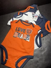 Set Of 3! Chicago Bears One Piece Girls 6-9 Months Snap Bottom NFL Team Apparel