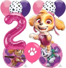 Anagram Paw Patrol Girls Birthday Party Foil Balloon Bouquet Set 2nd Birthday