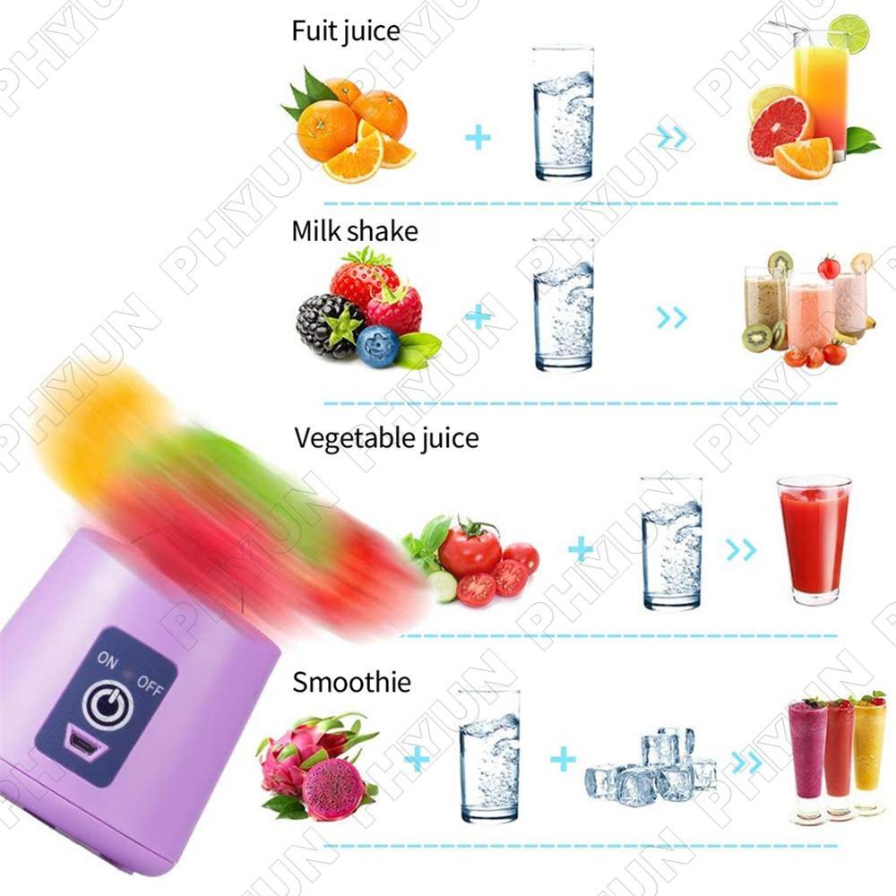 Portable Blender Juice Mixer w/ USB Charging Mini Juicer Smoothie Blender 380ML