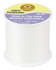 Coats & Clark (D86-01) ~Polyester - Glow In The Dark - 40wt. White