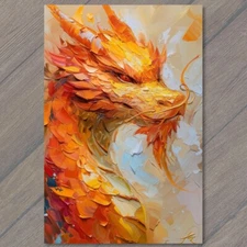 Art Print Dragon Golden Majestic Colorful Bright Vibrant Palette Painting Yellow