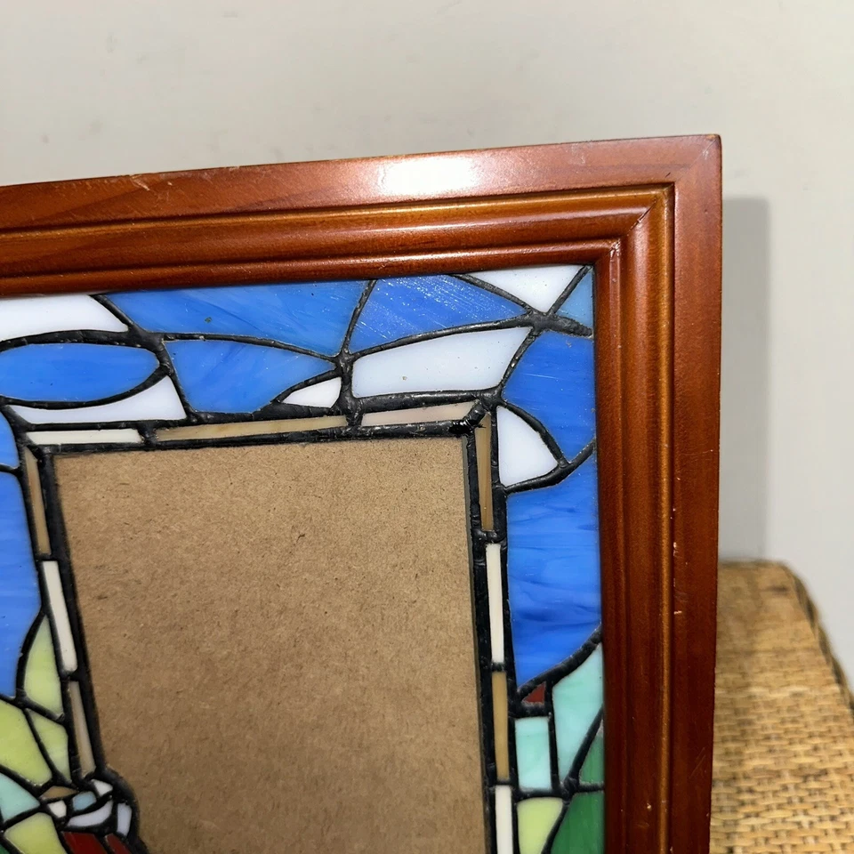 Vintage Golf Theme Stained Glass Work Photo Wooden Frame For 4” by 6” Photo Dad - Image 3 of 4