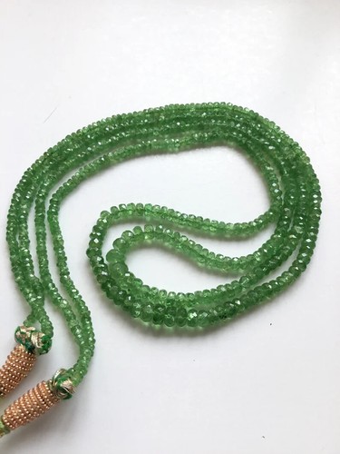 Natural Tsavorite Faceted Beads 2 Strands Gemstone Necklace - Picture 9 of 10