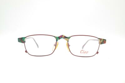 Vintage Ciao 180 Burgundy Multicolored Oval Glasses Frame Eyeglasses NOS