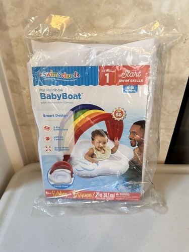 POOL SWIM SCHOOL RAINBOW BABY BOAT Float LEVEL 1 Inflatable Baby Float NEW - Picture 2 of 4