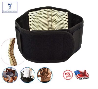 Low Back Support Brace Belt Large - L Adjustable Tourmaline Self Heating Warming
