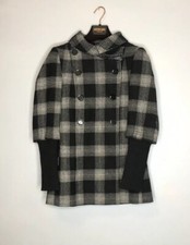 Mexx Women’s Check Wool Blend Double Breasted Coat Black White Size 12 Mint Cond