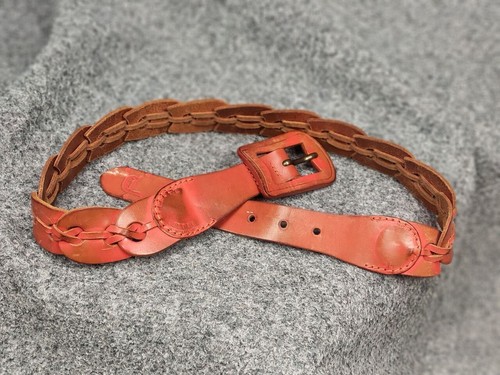 Vintage Diesel Brown Leather Braided Orange belt Y2K Style - Picture 9 of 13