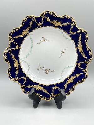 Royal Crown Derby Antique 1891-1921 Cobalt Blue Gold Cabinet Plate