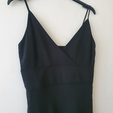 Ann Taylor Dress Size 6 Small Black Silk Spaghetti Strap Empire Waist Side Zip