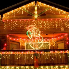 720 Warm White LED Icicle Chaser Lights – Christmas Outdoor Hanging Lights