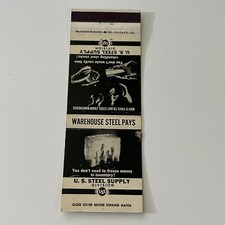 US Steel Supply Division Warehouse Steel Pays Vintage Matchbook Cover SMB3-2