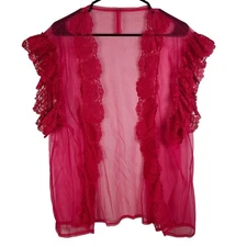 Vintage Alana Gale Lace Chiffon Sheer Bed Jacket Fairycore Lingerie 3X