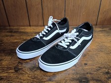 VANS Ward Men's Casual Sneakers Black White Suede Canvas Lace Up Size 13
