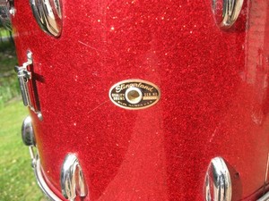 Slingerland 1960s 12x15 Red Sparkel Marching Tom With Rims Mounting System