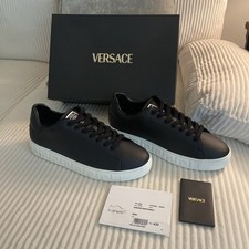 VERSACE Greca Sneakers Men  s Black Size: 430 Nero Low Top/Lace Up 1014460 H8 