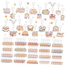 100 Pcs Boho Motivational Quotes Keychains Bulk, Inspirational Acrylic Key