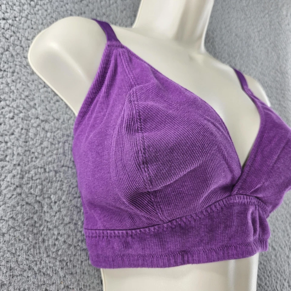 Cacique 睡眠文胸女式 44C 紫色无钢丝罗纹文胸可调节肩带 — 第 2/4 张图片