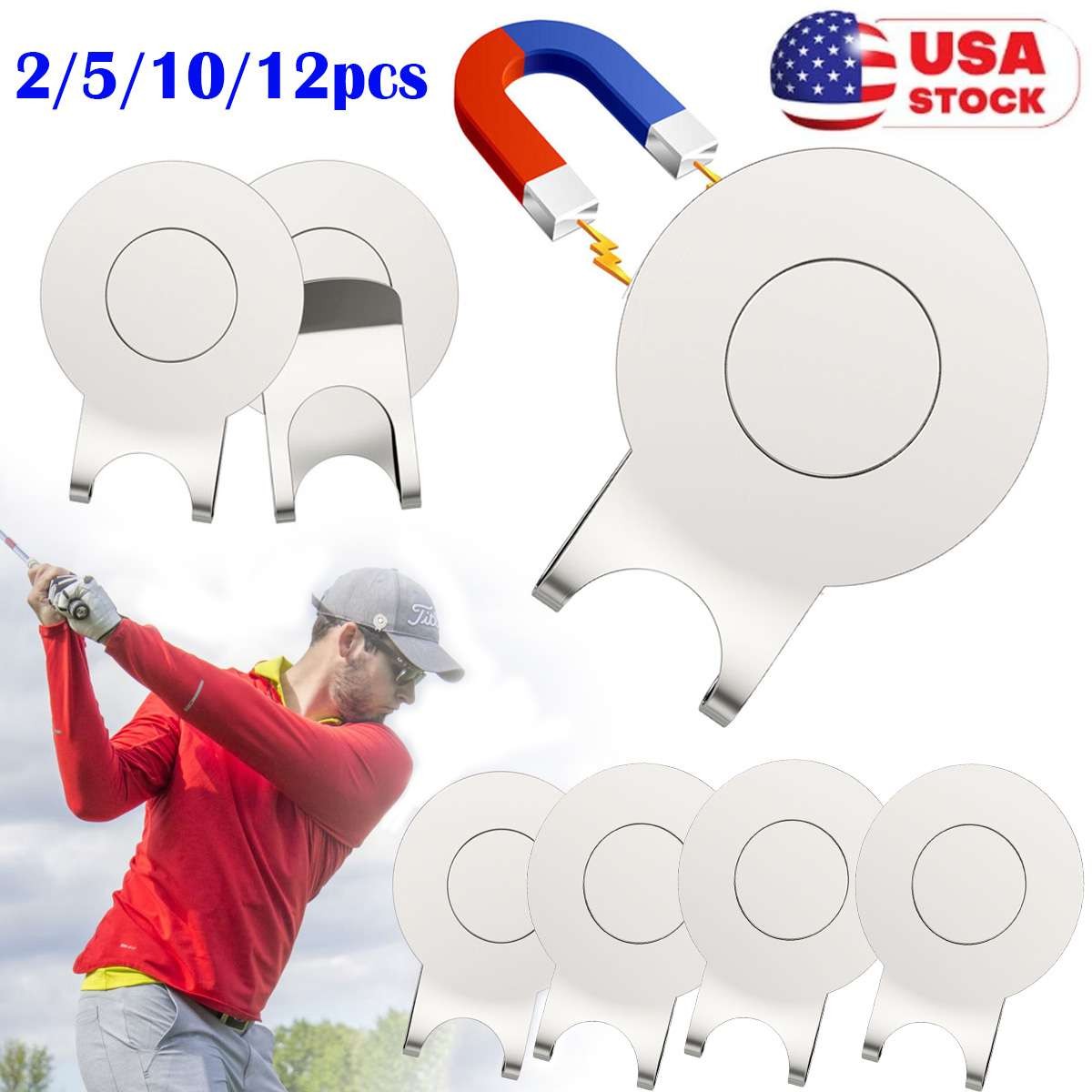 2/5/10/12pcs Golf Magnetic Hat Clip Ball Marker Hat Clip for Ball Marker Golf