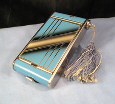 VINTAGE ART DECO ENAMEL MIRROR COMPACT LIPSTICK CIGARETTE CASE FIGURAL CAMERA