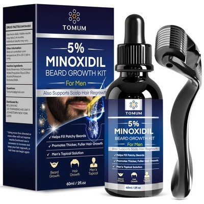 5% Minoxidil Beard Growth Kit for Men   Hair & Beard Regrowth Serum, Helps Fi...
