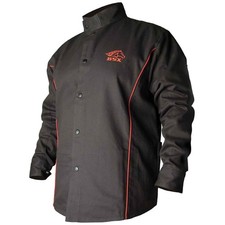 B9C BSX Contoured FR Cotton Welding Jacket, Black/Red, Small