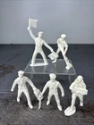 5 Vintage White Marx Tim Me Figures Cadet Airport Crew Flagger Canaveral 3” Inch