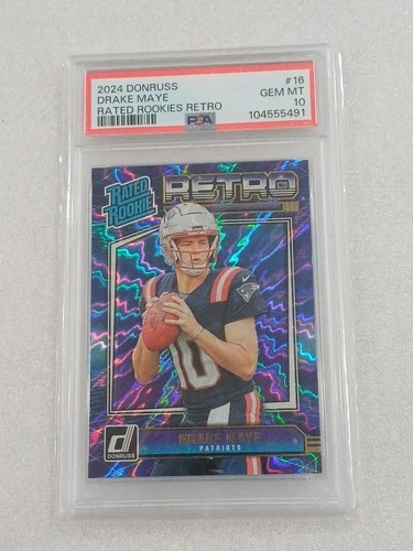 2024 PANINI DONRUSS RATED ROOKIES RETRO #16 DRAKE MAYE PSA 10 PATRIOTS RC