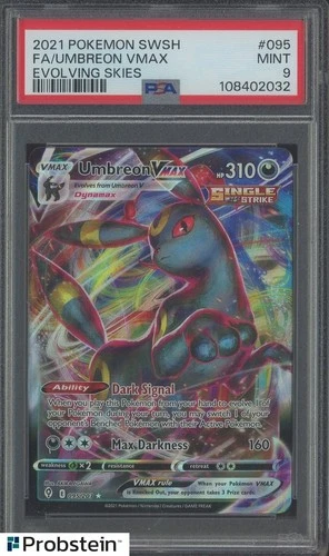 2021 Pokemon SWSH Evolving Skies #095 FA Umbreon VMAX PSA 9 MINT