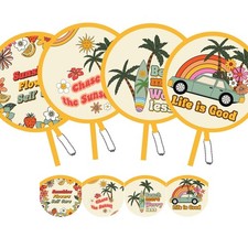 SUJJY 4 Pack Beach Style Hand Fan, Foldable Diameter of 7.87in, Yellow