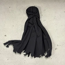SU-EZCH-BLK: 1/12 Black battle damaged wired Hooded cape for 6" figure