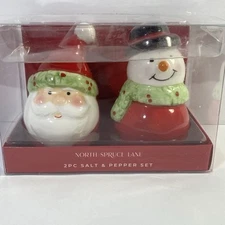 Snowman And Santa Salt And Pepper Shakers North Spruce Lane Christmas Friends