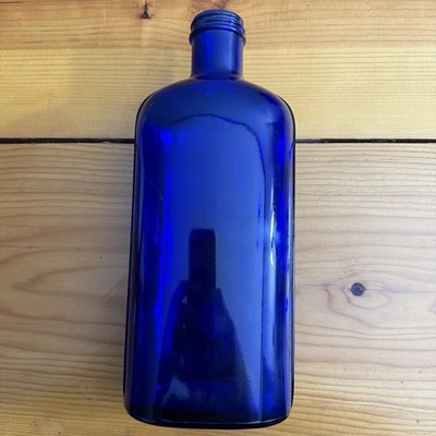 Cobalt Blue Collectible Glass Bottle Screw Top 9.5in Tall 3.75 in Wide