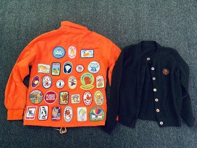 Vintage Girl Scout Jacket 80s Patches Windbreaker Brownie Sweater 1980s Rainbow