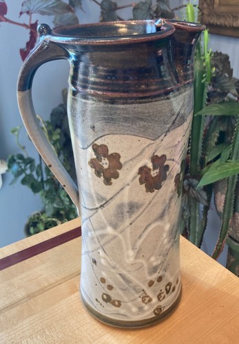 David Lee Signed Art Pottery Stoneware Pitcher Jug Handmade VTG 80s NC USA 10.5" - Picture 4 of 15