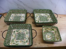 7 PC SET TEMPTATIONS BY TARA CASSEROLE OVENWARE OLD WORLD WITH WIRE RACKS