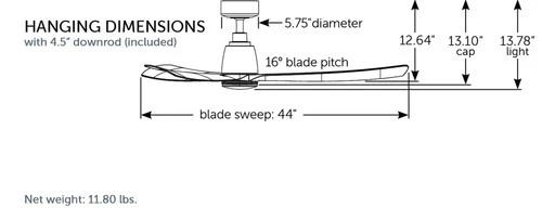 44" Fanimation Kute Black Damp Outdoor Smart Ceiling Fan - Picture 6 of 7