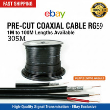 Coaxial RG59 Shotgun Cable CCTV Camera DVR Coax Video + Power 1M-100M,305M UK