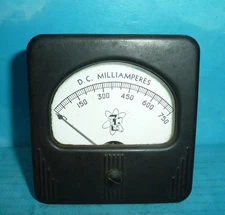 TMC Simpson DC Milliamperes Panel Meter 0-750mA 3in x 3 1/8in