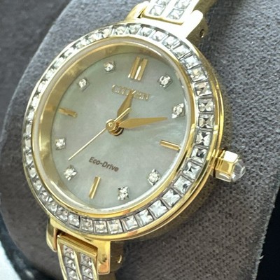 Citizen Eco-Drive Women's Crystal Accents White Dial Band Watch 25mm EM0862-56D