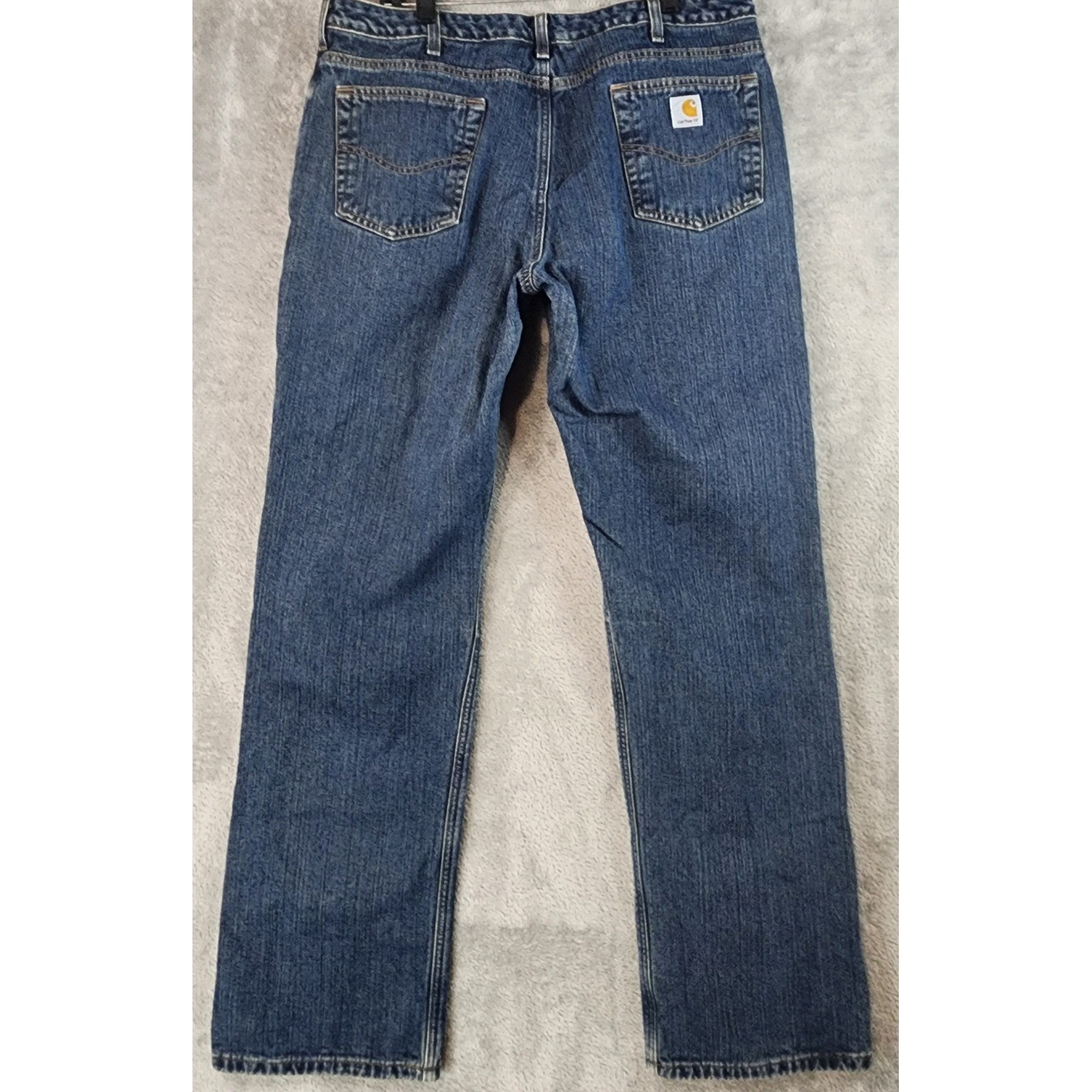Carhartt Relaxed Fit Jeans Womens 14 x 34 Blue Denim Straight Leg WB022 ADT thumbnail 2