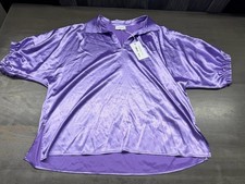 Adrienne The Solid Satin Sloan Top Women’s Sz 2X Plus Lavender NWT Made In USA