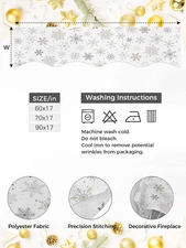 Christmas Mantle Scarf 70 x 17 Inch, Snowflake Decorations Christmas Fireplac...