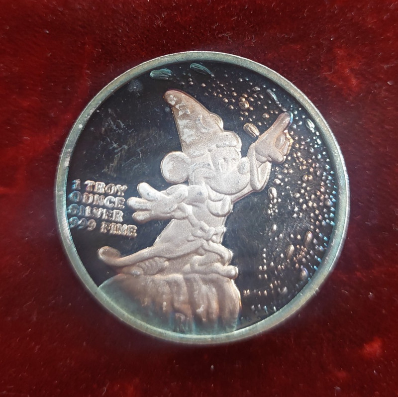 1987 Walt Disney’s Sorcerer’s Apprentice Limited Edition 1 oz .999 Silver Coin