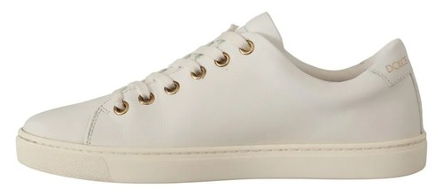 Dolce & Gabbana Piel Blanca Oro Corazón Rojo Zapatillas Mujer Zapatos Originales - Imagen 4 de 5