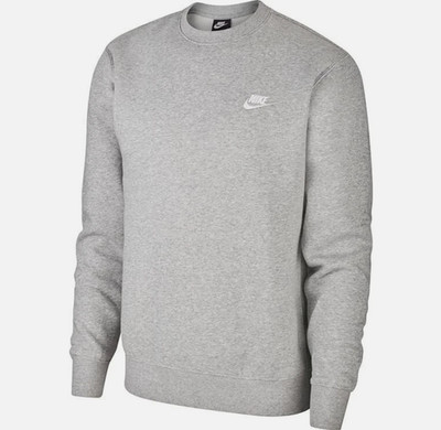 Nike Sportswear Club Fleece Sweatshirt Crewneck Gray Heather Size XL BV2662-063