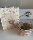 Longaberger 2000 Small Easter Jelly Beans Whitewashed Basket & Easter Egg Tote